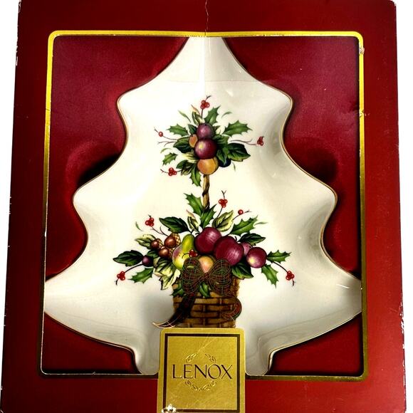 Lenox Holiday Tartan Tree Candy Dish Excellent Condition in Box - Picture 2 of 5